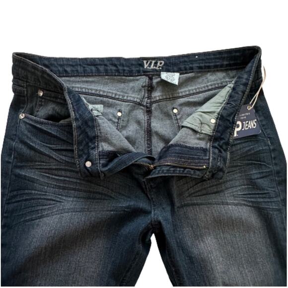 V.I.P. Jeans Distressed Dark Wash Embellished Pocket Skinny Jeans Size 15/16 NEW - Picture 9 of 12